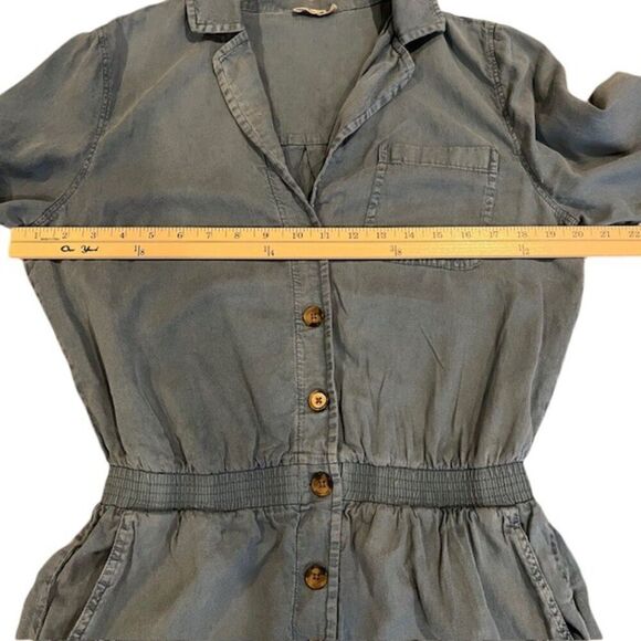 Faherty Arlie Short Romper Tencel Linen Blend Soft Blue Button Front Size Medium - Picture 11 of 14